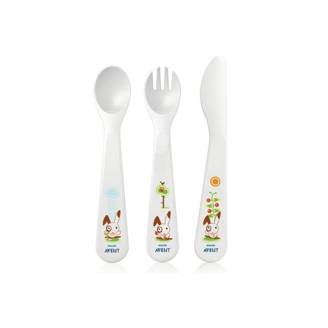 Avent - Juego de Tenedor, Cuchillo y Cucharita para Bebés