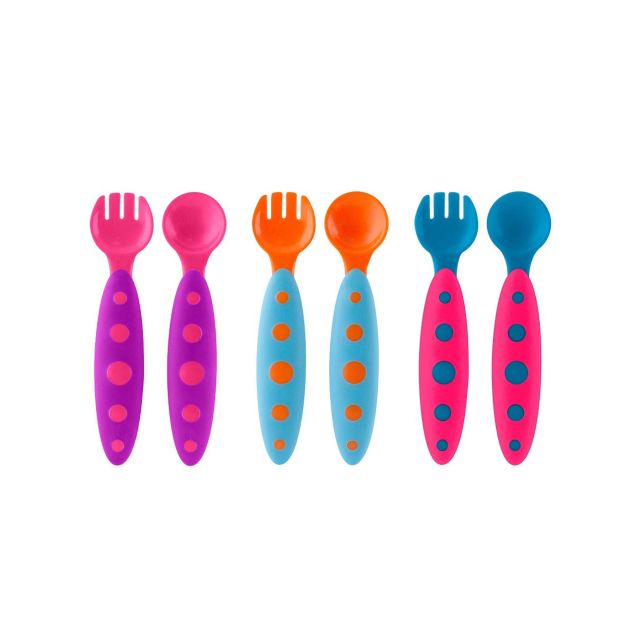 Boon - Pack de 3 Cubiertos Silicona Azul - Morado - Rosado