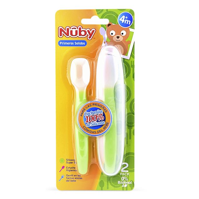 Nuby Cucharita Silicon Con Cajita Verde