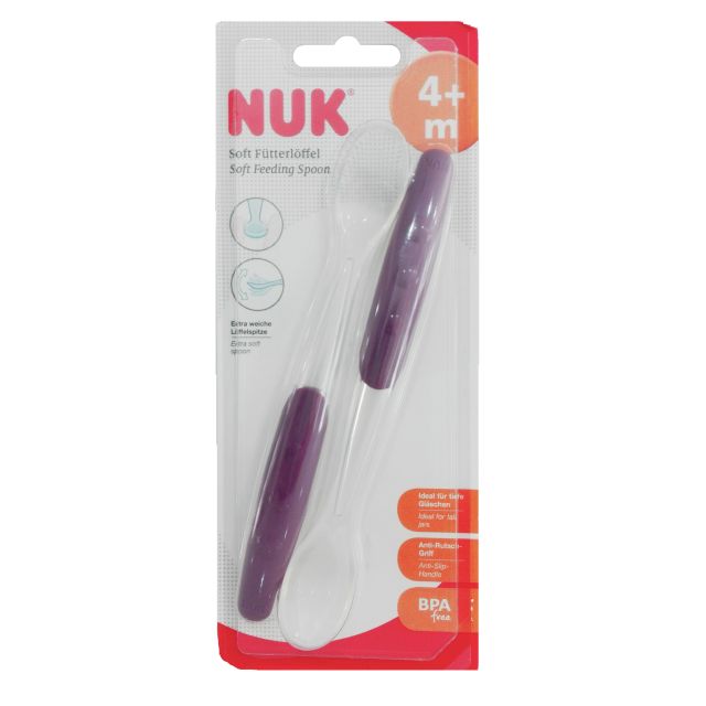 NUK - Cuchara de Silicona Extra Soft x 2 para bebés Morado