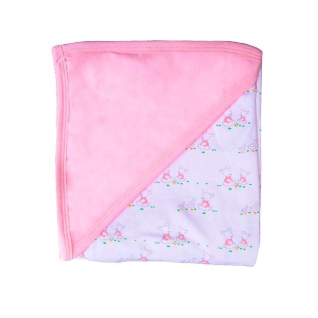 Colchita Reversible Algodón Pima con Capucha Rosa Elefante - Sweetie