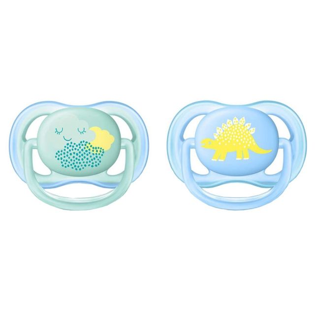 Philips Avent - CHUPON ULTRA AIR 0-6M DECORADO MIXED X2 celestes dino