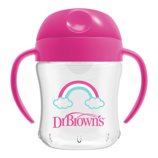 Dr. Brown’s – Vaso de Entrenamiento Bebés 6m+ Boquilla Suave 180ml Rosa