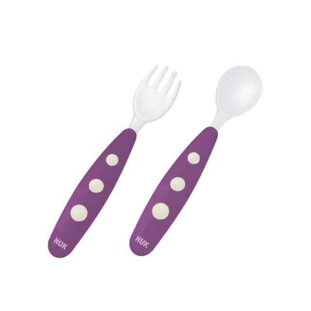Set de Cubiertos para Bebé Easy Learning Blanco con Morado Nuk