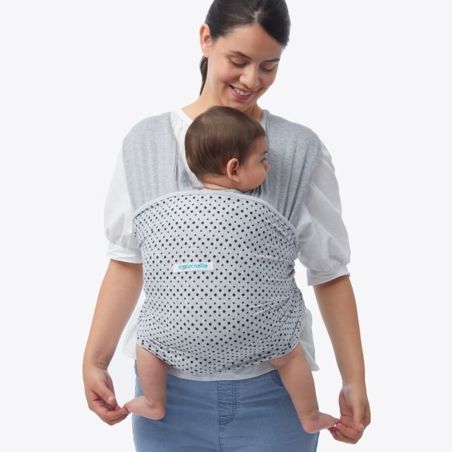 Maternelle - Fular Ergonómico Gris Melange Puntos NEGRO