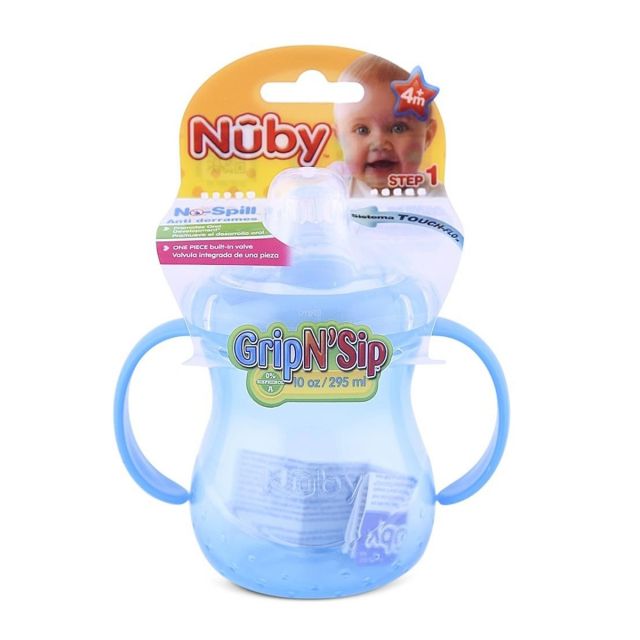 Vaso de Transición Antiderrame 2 Asas 295ml Para 4m+ Celeste Nuby
