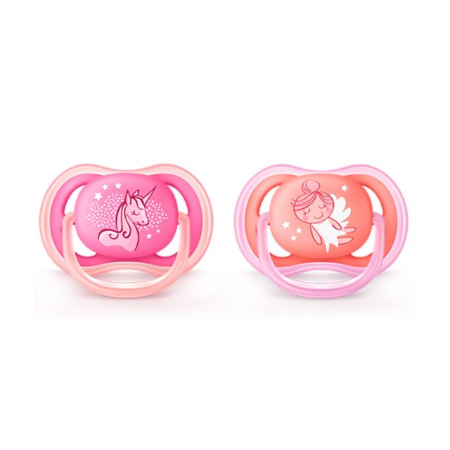 Philips Avent - CHUPON ULTRA AIR 0-6M DECORADO MIXED X2 rosado hada