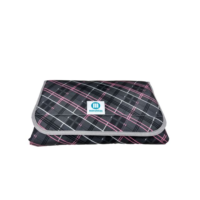 Monchitos - Cambiador Portátil Premium Gris Rayas Rosa