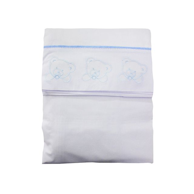 Juego De Sabanas Pack & Play Celeste Ositos 100% Algodón - Maternelle