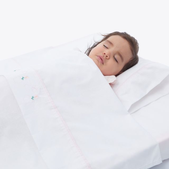 Jgo. Sábanas para Pack & Play Bordada Rosado 100% Algodón 0M+ - Maternelle