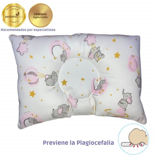 Maternelle - Almohadita Anti-Cabeza Plana Rosado Diseño Elefante