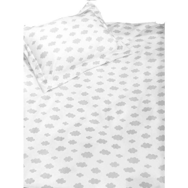 BlauHouse - Sábanas para Cuna de Bebé Algodón Estampado Blanco Nube