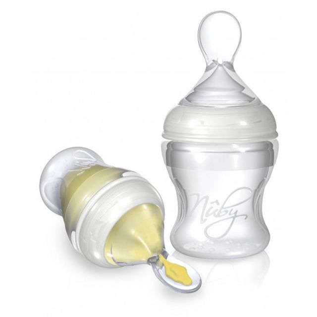 Biberón ML con Cuchara de 150 ML Alimentadora de Silicona Nuby
