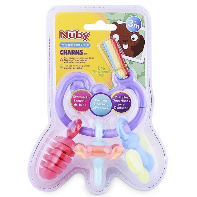  Mordedores para Bebés de 3 Meses Charms Morado Nuby