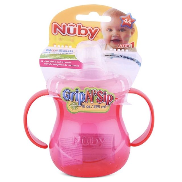 Vaso de Transición Antiderrame 2 Asas 295ml Para 4m+ Rojo Nuby