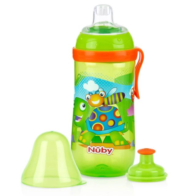 Vaso de Transición Doble Boquilla 360ml Silicona y Sport 6m+ Verde Nuby