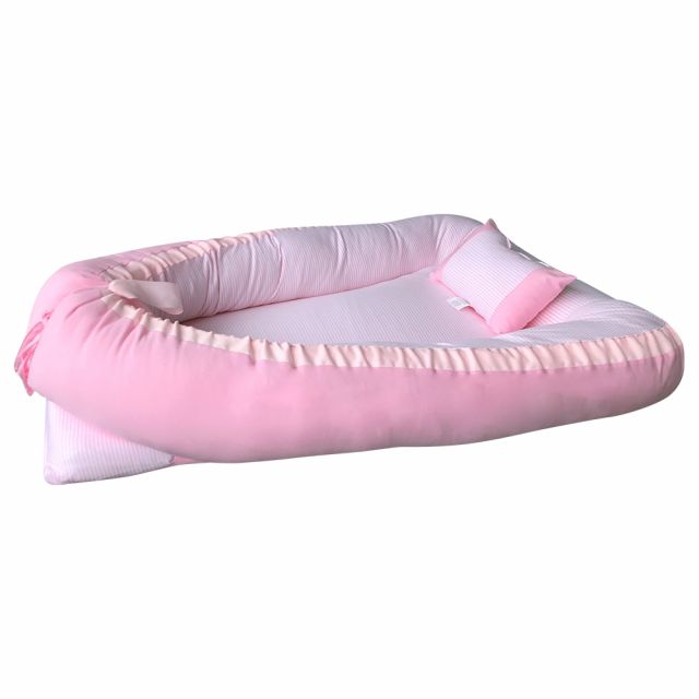 Maternelle - CUNA COLECHO rosado con blanco rayas