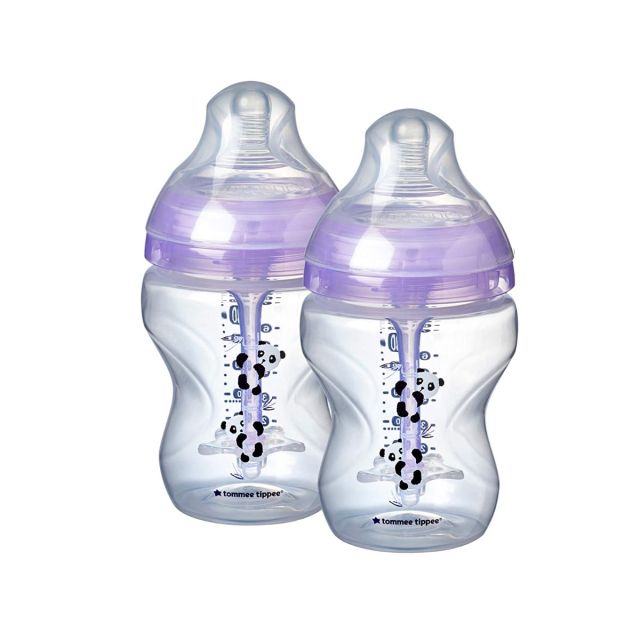 Biberones Anticólicos de 260 ML Tommee Tippee Para recién Nacidos Morado