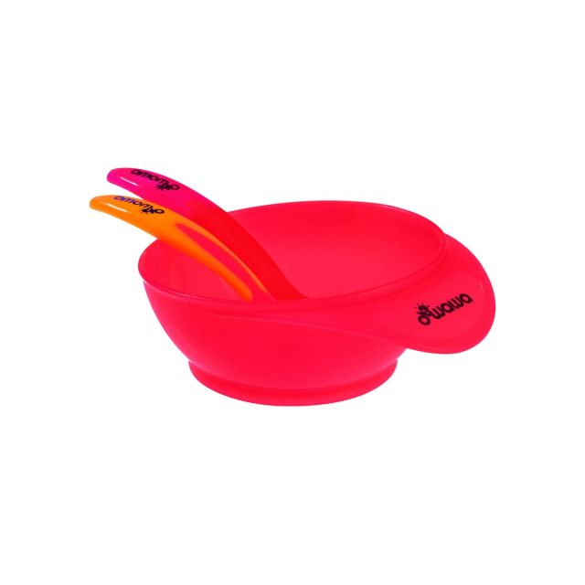 Plato Térmico para bebés con Sensor de Calor Rojo Owawa