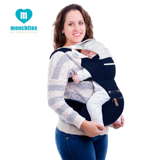 Canguro con Asiento Baby Hip Carrier Azul Sin Diseño - Monchitos