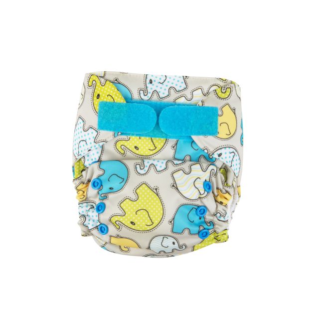 Ecopipo - Pañal Ecológico Reutilizable Unitalla Estampado Elefantes Celestes