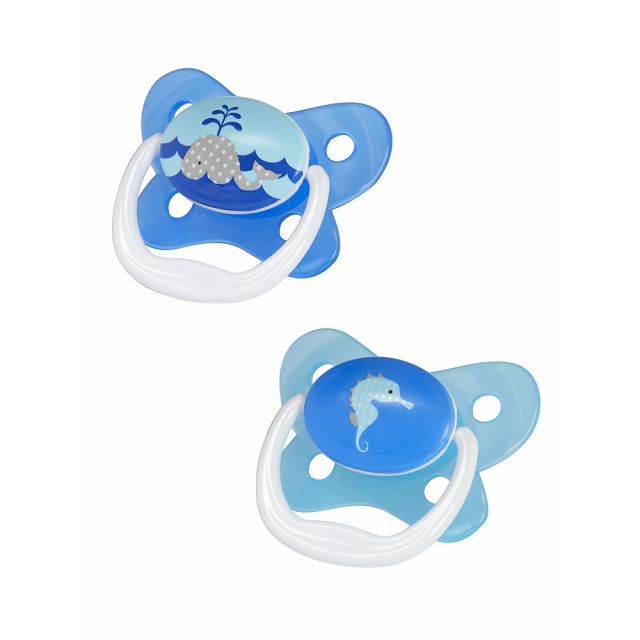 Dr. Brown’s – Set de 2 chupones PreVent 0 a 6 m - Ballena + Caballito de Mar Azul