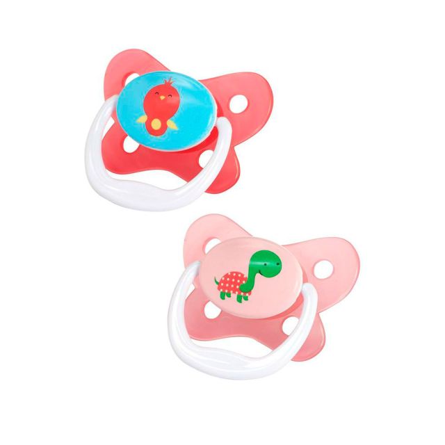Dr. Brown’s – Set de 2 chupones PreVent 12m a más Rosa Pajarito y Tortuga