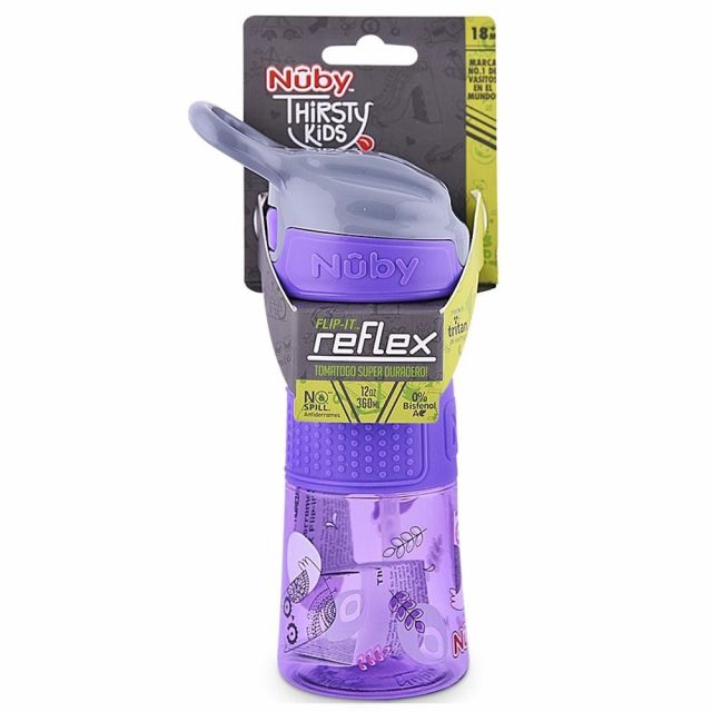 Botella Sport Botón Para 18m+ 360ml Morado - Nuby