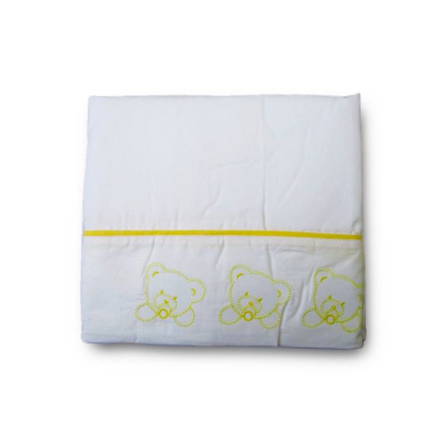 Jgo. Sábanas para Cuna Bordada Amarillo 100% Algodón - Maternelle