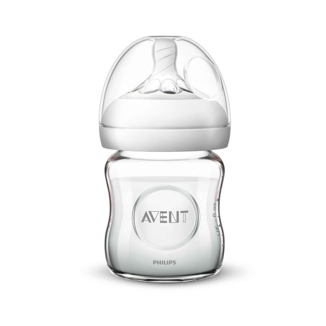 Biberón Avent de vidrio para recien nacido / Biberón anticolico con tetina anatómica Natural 2.0 0M+ 4oz/120ml