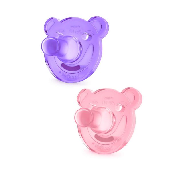 Pack 2 Soothie Rosa / Lila 3m+ Silicona Ultrasuave Chupones Avent