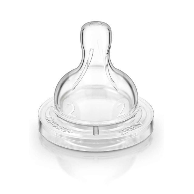 Avent - Tetina Classic Pack x2 de Flujo Lento para bebé de 1m+