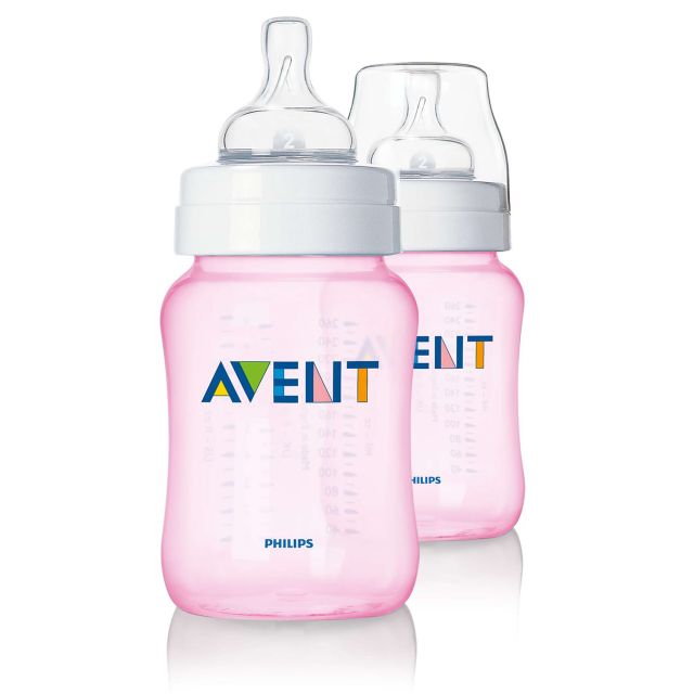 Philips Avent - Biberones PP para Bebés Classic+ 9oz / 260ml Rosa