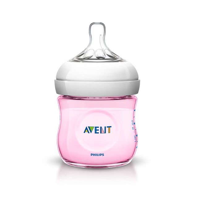 Avent - Biberón de 125ml / 4oz Natural para bebé Rosado
