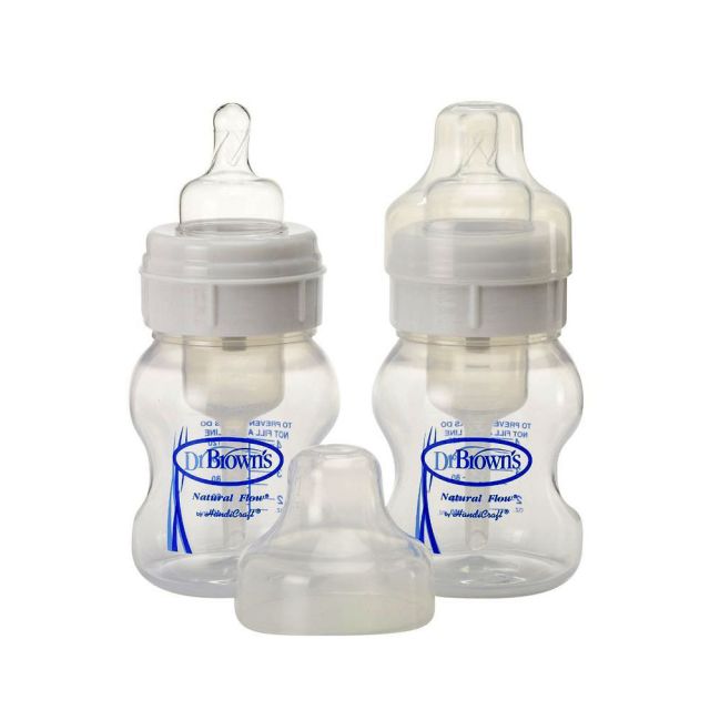 Dr. Brown’s – Set de 2 Biberones Anticólico Boca Ancha 4oz. para Bebés de 0m+