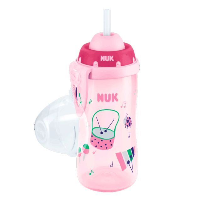 Vaso para Bebé con Sorbete Flexi Cup 300ML 12M+ Tambor Rosa Nuk