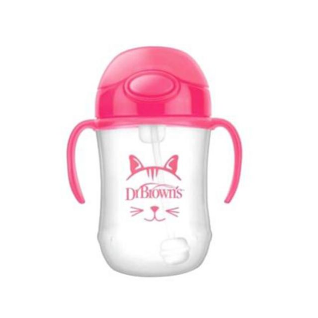 Vaso Antiderrame con Cañita Rosa de 9 oz./270 ml - Dr. Browns