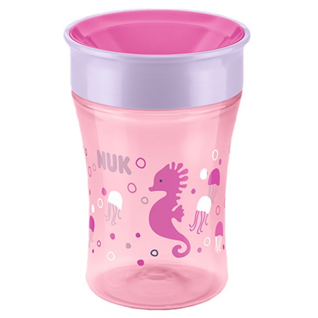 NUK - Vaso Magic Cup 360° de 250ml Rosado Caballito de Mar