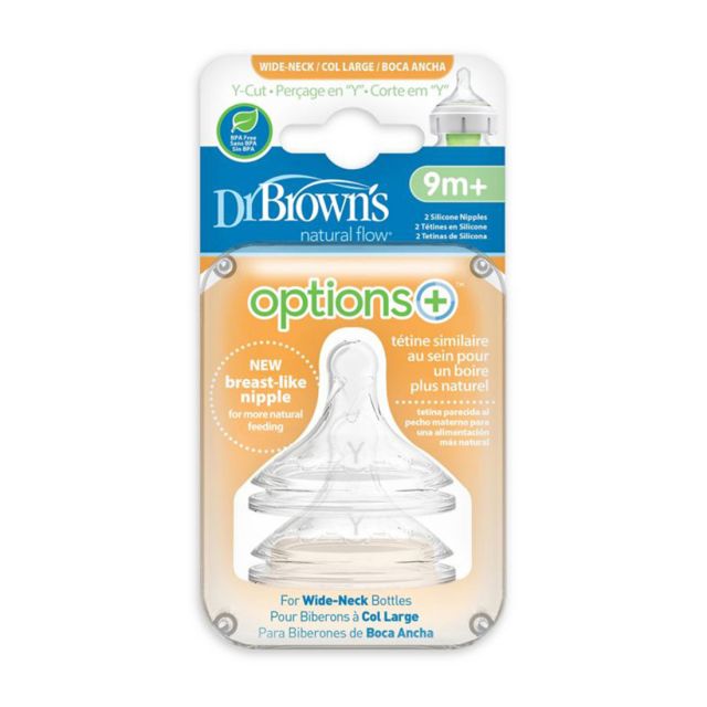 Pack 2 Tetinas para Bebé Options B/Ancha Corte en Y 9m+ Tetinas Dr. Brown’s