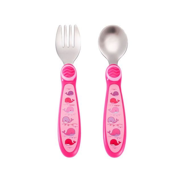 Cubiertos Self Serve Sculpted Rosa- The First Years