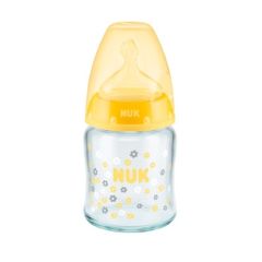 Biberon de Vidrio para Recién Nacidos First Choice 4oz/120ml Amarillo Flores Nuk