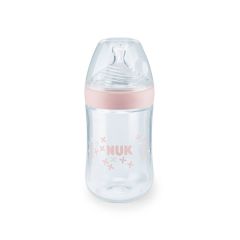 NUK- Biberón Nature Sense PP 260 ml/ 9oz  Rosa Flor