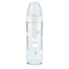 NUK - Biberón Vidrio para Bebés 240ml/8 oz New Classic Blanco