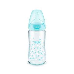 NUK- Biberon de Vidrio FC+ 240ML/8oz M Turqueza Bolitas