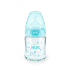 NUK- Biberon de Vidrio FC+ 120ML/4oz M Turqueza Bolitas