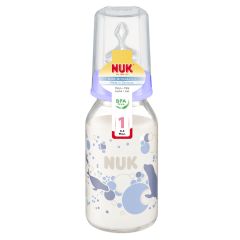 NUK- Biberón Vidrio Pyrex para Bebés 4oz Foca Celeste