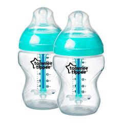 Biberones Para Recién Nacido Anticólico/ Antigases de Plástico Celeste  260 ML de Tommee Tippee