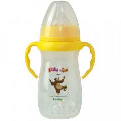 Biberón Boca Ancha doble tetina 10oz Masha y el Oso Amarillo