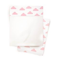 BlauHouse - Sábanas para Bebé Pack & Play Rosado Nubes