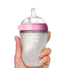 Comotomo - Biberón Flexible de Silicona 240ml / 8oz  Rosado
